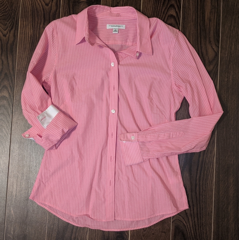 Banana Republic Pink Striped Dress Shirt Ladies 10